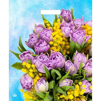 пакет "сиреневые тюльпаны", полиэтиленовый с вырубной ручкой, 38х45 см, 60 мкм 7669436