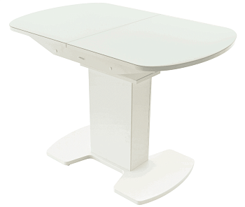 стол софия мини лдсп/стекло, 1100(1500)*700, белый/белый (на центр.опоре)