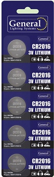 батарейка gbat-cr2016 кнопочная литиевая 5pcs/card (5/100/5000)