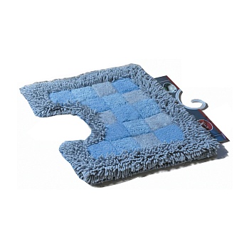 коврик для ванной "шахматы" с u-вырезом, голубой, 50*40 cm