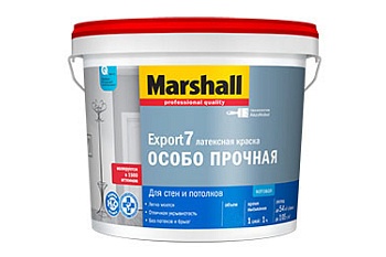 краска marshall export 7 матовая для внутренних работ, моющаяся, баз bw (0,9л)