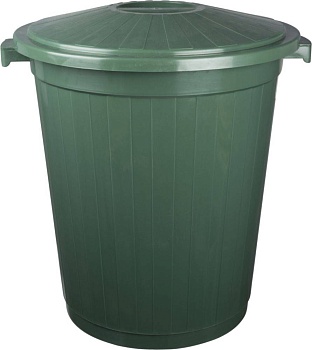 бак мусорный круглый с крышкой б-45 л (темно-зеленый)