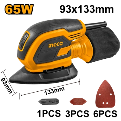 дельташлифовальная машина сетевая ingco ms6505, 65вт