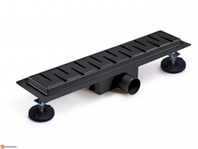душевой трап (защита от запаха: сухой+гидрозатвор) черный матовый 800*70