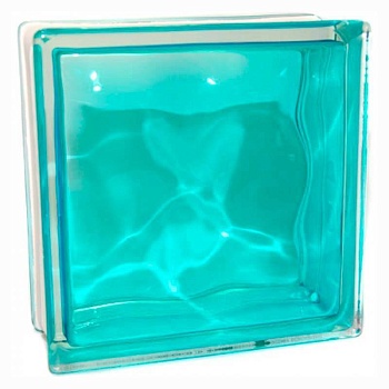 стеклоблок окрашенный внутри гладкий бирюза 190х190х80 мм