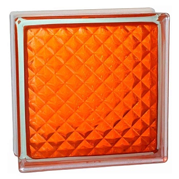 стеклоблок окрашенный внутри губка оранжевый 190х190х80 мм