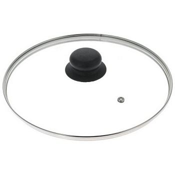 крышка для сковороды и кастрюли стеклянная tima, d=30 см, с металлическим ободом, с прикручивающейся ручкой и держателем