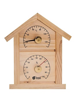 термометр с гигрометром банная станция "домик" 23,6*22*2,5 см для бани и сауны /4