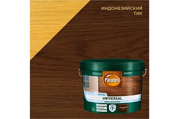 пропитка pinotex universal 2 в 1, индонезийский тик (9л)