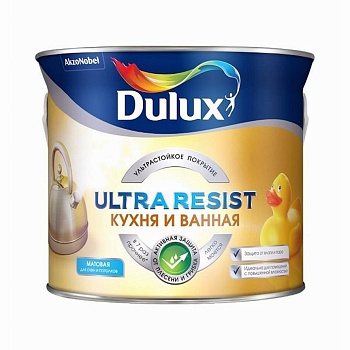 краска в/д dulux ultra resist кухня и ванная краска полуматовая база bw 1л (3 шт)