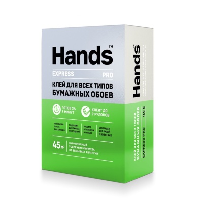 клей обойный hands express pro всех типов бумажных обоев 320 г