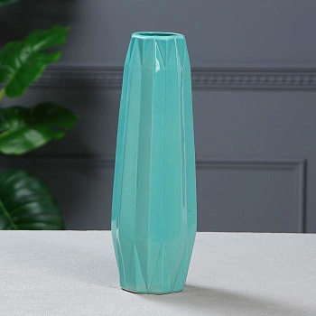 ваза настольная "жаклин", цвет голубой, 31 см, керамика