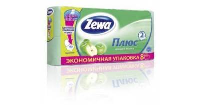бумага туалет zewa* "плюс"8шт. 2-х сл.яблоко