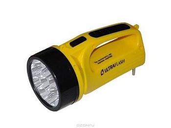 фонарь аккумуляторный ultraflash led 3816,чёрный/жёлтый,9 led 220в