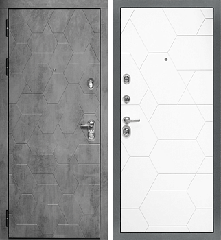 дверь мет. мд-51 2050*960 левая серая-бетон темн/белая
