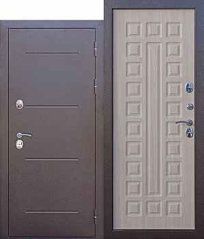 дверь мет.isoterma 11 см медный антик лиственница мокко (960мм) левая