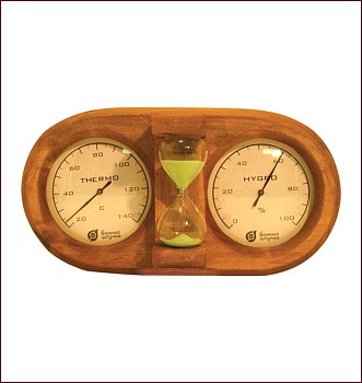термометр с гигрометром банная станция с песочными часами 27*13,8*7,5см для бани и сауны /4