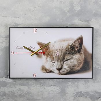 часы-картина "серая кошка", 37х60 см 1152325