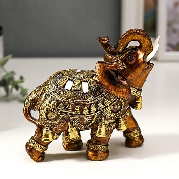 сувенир полистоун "слон в богатой золотой попоне" микс 13х12х6 см