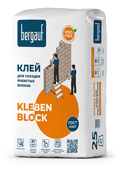 кладочная смесь для ячеистых блоков bergauf kleben block 25кг (1/56)