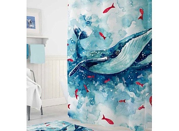 шторы для ванн полиэстер tropikhome digital printed whale 180х200