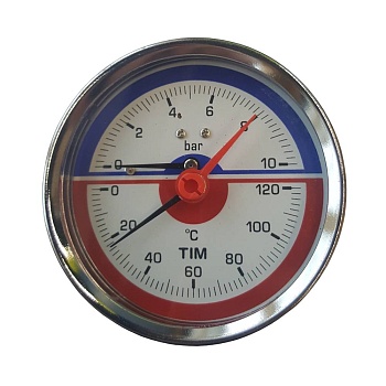 термо-манометр аксиального подключения 1/2" - 10 бар (0-120°c)