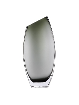 декоративная ваза из дымчатого стекла, д134 ш60 в300, серый