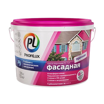 краска "profilux" вд pl-112а фасад. влагостойкая белая (розовая эт.) 3кг.