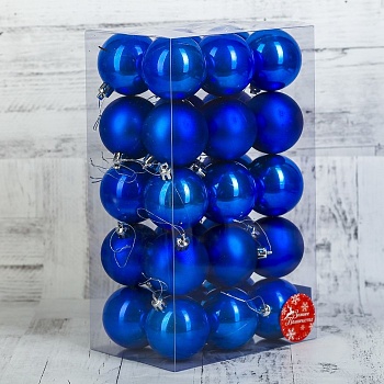 декор н-р шаров o 6 см 30 шт. синий в прозрачной упаковке