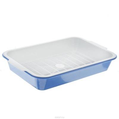 zooexpress туалет адам для кошек с сеткой, низкие ножки 40х26,5х6,5см (1х25)