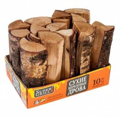 дрова березовые supergrill 10 кг.