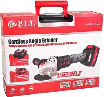 аккум. бесщет. шлифмаш. pws20h-125a/1(20в,125мм,7000об/мин,1акб li-ion 4ач, зу 3а, кейс)
