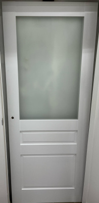уценка дверное полотно "сиена" до-80 белый 3фо стекло матовое пвх (овал) хит