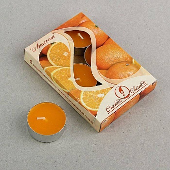 свеча чайная ароматизированная 12 г (набор 6 шт), апельсин 1244048