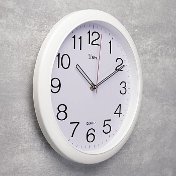 часы настенные круглые "классика", белый обод, 29х29 см микс