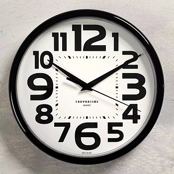 часы настенные "классика" плавный ход, d=23 cм, чёрные