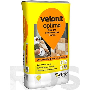 клей для плитки weber-vetonit optima 25 кг (48 шт) уценка