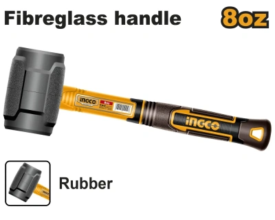 киянка резиновая черная ingco hruh8808, 220г, фиберглассовая рукоятка