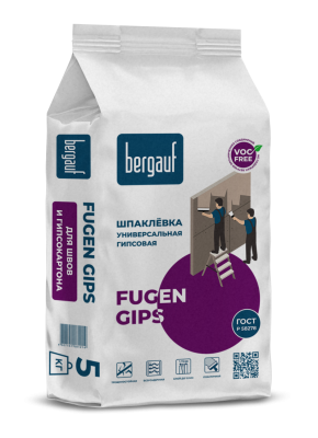 шпаклёвка гипсовая bergauf fugen gips 5кг (108шт/под)