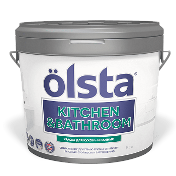 краска olsta kitchen&bathroom для кухонь и ванных база a 0,9 л