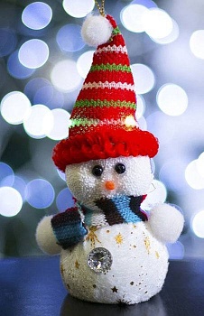 игрушка световая "снеговик в красной в шапочке", 6х17 см, 1 led, красный 603009