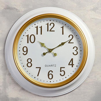 часы настенные, серия: классика, "куала" d=50 см, белые с патиной, плавный ход 4617788