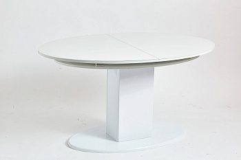 стол сентра лдсп/стекло, 1400(1900)*967, белый/белый на центральной опоре