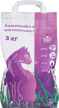 homecat комкующийся наполнитель 3 кг /180/ (фасовка 4 шт)