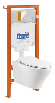 (без кнопки) набор belbagno с подвес.унитазом acqua безободк. 52см, м/л, slim + инсталляция bb 80