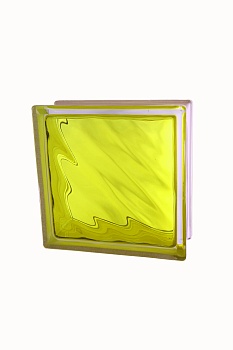стеклоблок окрашенный внутри волна жёлтый 190х190х80 мм
