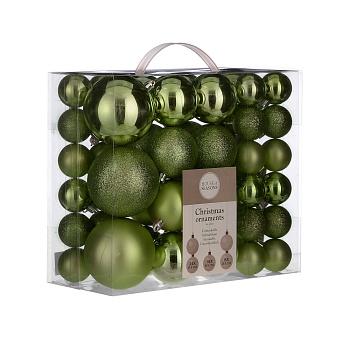 декор н-р шаров 46 шт. зеленый в прозрачной упаковке