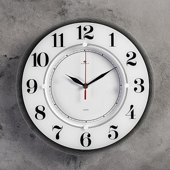 часы настенные круглые "классика", 34 см стекло, белые рубин 2362206