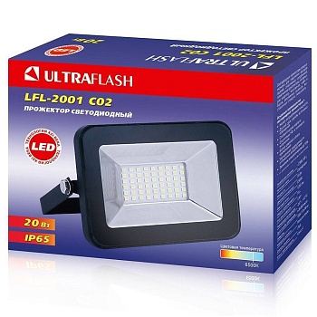 прожектор led ultraflash lfl-2001 20вт c02 черный 6500к