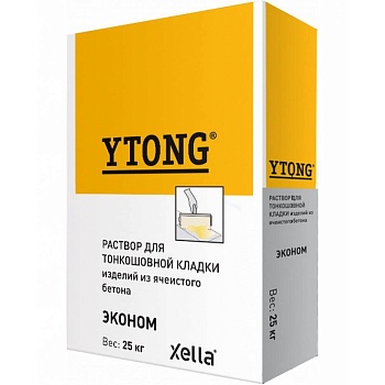 раствор-эконом ytong для тонкошовной кладки изделий из ячеистого бетона 25 кг.( 1/50)